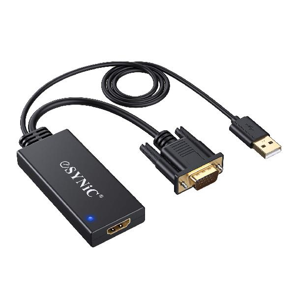 eSynic VGA to HDMI ϊP[u 1080P USBd o͑Ή bL p\R bvgbvɑΉ GAto HDMIϊA_v^