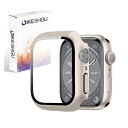 Dikeshgu Apple Watch 用 ケース series8/7 41mm アップルウォッチ保護カバー ガラスフィルム 一体型 PC素材 全面保護 超薄型 装着簡単 耐衝撃 高透過率 指紋防止 傷防止(41mm スターライト)(2)
