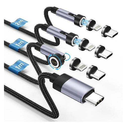 マグネット 充電ケーブル 急速充電 Gourde PD 60W USB Type-cマグネット急速充電ケーブル 着脱式【3本セット/1m+1m+2m/Type-L端子3個+Type-C端子3個】3A 540度回転 磁気 防塵 ライト二グ/タイプ-Cコネク マグネット 充電ケーブル 急速充電 Gourde PD 60W USB Type-cマグネット急速充電ケーブル 着脱式【3本セット/1m+1m+2m/Type-L端子3個+Type-C端子3個】3A 540度回転 磁気 防塵 ライト二グ/タイプ-Cコネク
