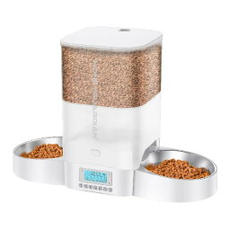 HONEYGUARDIAN 3.5L自動給餌器 猫 犬 小動物用 多頭飼い 定時定量 1日6食 猫 餌 自動 2個のステンレスボウル付き ペット給餌器 タイマー式 複数の鮮度保持 水洗い可能 音声録音 手動給餌 2WAY給電 操作簡単 日本語説明書付 ホ