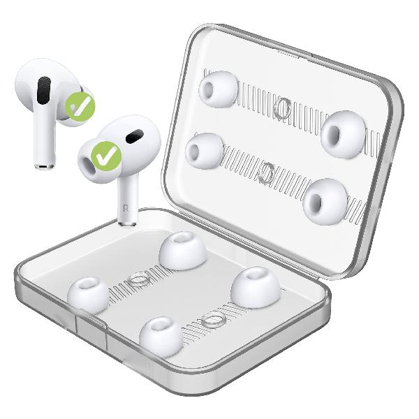 イヤーピース AirPods Pro 第1/2世代対応 シリコン イヤーチップ [XS/S/M/Lサイズ各ペア] AirPods Pro イヤーピース 交換用 4ペア 柔らかい 滑り止め 遮音性 フィット感 脱落防止 収納ケース付き (XS/S/M/L)