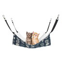 猫 ハンモック ベット ゲージ 用 53x35cm 冬夏両用 両面使用 昼寝 ペット ねこ ベッド 猫のハンモック 取り付け簡単 ネイビー