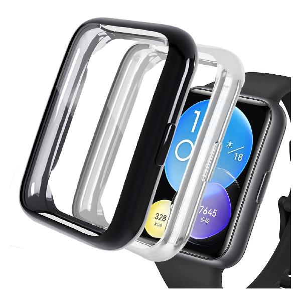 Miimall 2個セット 【全面保護カバー 】 対応 HUAWEI WATCH Fit 2 ケース ソフト TPU素材 ファーウェイ watch Fit 2 クリアカバー 擦り傷防止 軽量薄型 メッキ加工 ファーウェイウオッチ フィット2 バンパー (