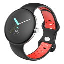 Miimall Pixel Watch専用 バンド シリコン製 【2色配色】 通気製良いGoogle グーグルPixel Watch向けの 交換バンド 軽量 防水 スポーティー Pixel Watchバンド/ベルト(ブラックレッド|Lサイズ)