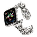 Apple Watch バンド ステンレス チェーン ベルト シルバー Apple watch ultra 49mm バンド 調整器具不要 キラキラ レディース アップルウォッチ バンド ultra Series 8 7 6 5 4 3 2 1 SEの4(2)