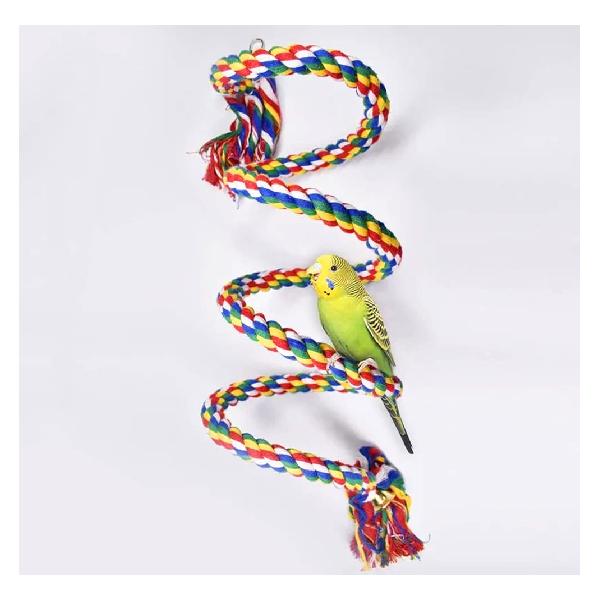 MUYYIKA インコ 鳥用 ロープパーチ 布製止まり木 大中小型 オウム 遊びおもちゃ 鈴付き ブランコ ロープ 丈夫 自由に形を変えれる ストレス解消