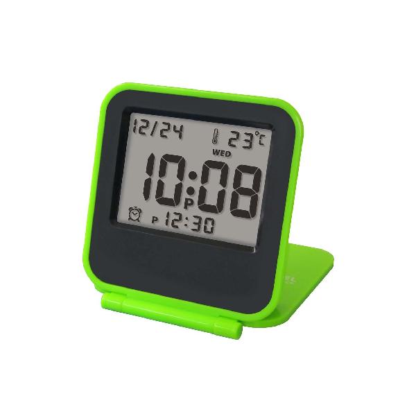 誠時(セイジ) 目覚まし時計 Coppet Green 温度計付 コペ LCD トラベルクロック グリーン LS-013GR 1