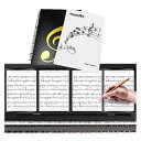 楽譜2冊セット:楽譜6枚を収納できる4ページ展開の白い楽譜ファイルと 40ページ収納できる黒いリング状の楽譜ファイル