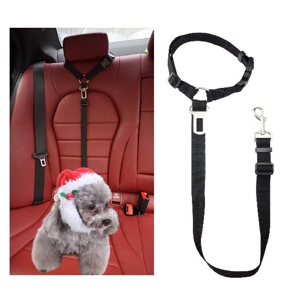 Yullmu 犬用シートベルト ペット用 ヘッドレスト ドライブ 車専用リード安全ベルト 簡単装着 飛び出し防止 長さ調節