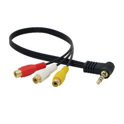 CERRXIAN 3.5mm 4極ミニプラグ（L型プラグ オス）からRCA（赤白黄）メスケーブル AVケーブル変換 AV入力変換ケーブル ステレオオーディオビデオAVアダプターケーブル HDTV MP3 MP4用（18 IN/50CM-黒）