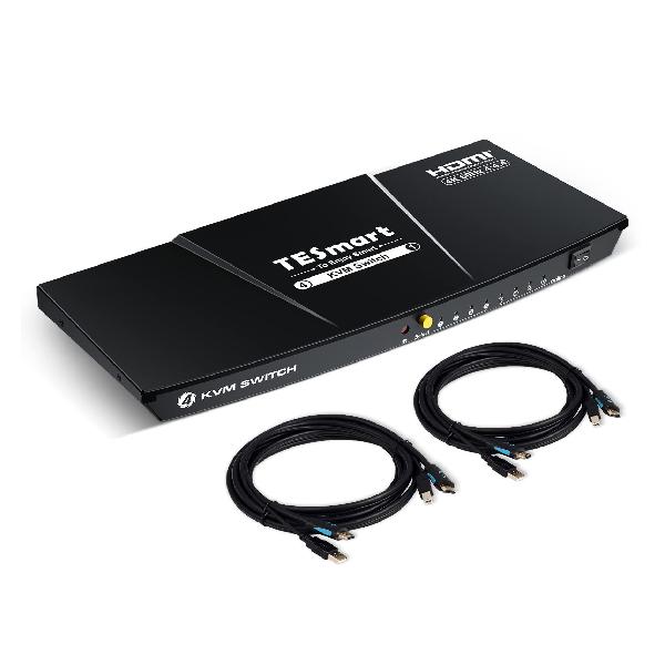 TESmart KVMスイッチ 4入力1出力 HDMI切り替え器 4K@60Hz EDID機能 ホットキー L/Rオーディオ 4ポート KVM HDMI切替器 4台パソコン1ディスプレイ用 マウス&キーボード互換性アップグレード HDCP2.2 HDR1