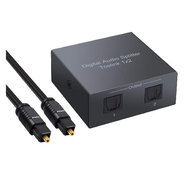 LiNKFOR SPDIF/TosLink 光デジタル 分配器 1入力2出力 LPCM2.0 DTS Dolby-AC3に対応 合金外殻 USBケーブル 光ケーブル付属 PS3/XBOX/Blue-Ray/DVDプレーヤー/HDTV/STB/アンプに対応