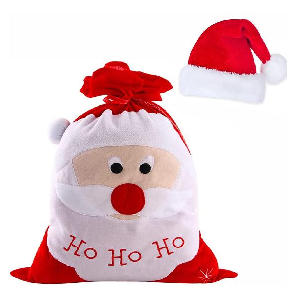 LIMSPACE クリスマス ラッピング 袋 サンタ帽付き クリスマス 靴下 プレゼント?大きいサイズ??サンタ帽子付き?サンタクロース 飾り??レゼント ラッピング袋?サンタさん袋 ギフトバッグ お菓子袋 収納袋 かわいい プレゼント クリスマス靴下