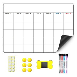 ホワイトボード カレンダー マグネットシート 冷蔵庫に貼る 消しやすい 掲示板/スケジュール管理ボード/メモー用に対応 A3サイズ (月予定表)