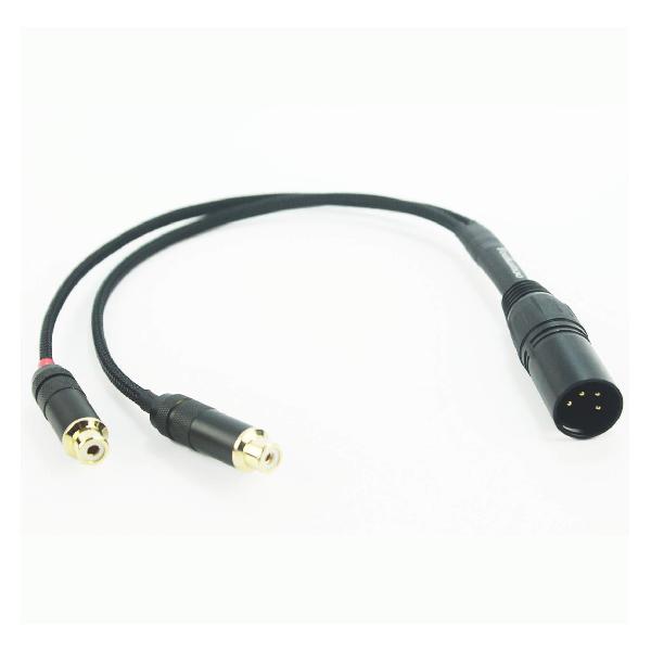 [ 4 Pin XLR変換RCAメス ] 4 Pin XLR to RCA(L-R)銀メッキ線ケーブル外径8mm変換プラグバランスオーディオケーブル (4 Pin XLRオス - 2RCAメス) 0.3M 1FT