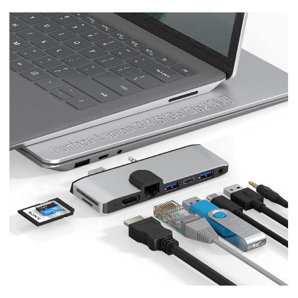 楽天mons Online ShopSurface Laptop 5 USBハブ 4K HDMI 100Mbpsイーサネット USB 3.0 Type Cデータ転送 SD TFカードスロット 3.5mmオーディオ マルチポート拡張 マイクロソフト サーフェイス ラップトップ3|4|5|Su