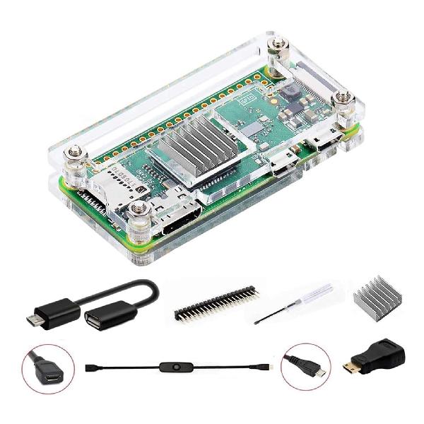 GeeekPi Raspberry Pi Zero 2 W ケース/Zero W ケース Raspberry Pi Zero ヒートシンク 20Pin GPIO ヘッダー OTG ケーブル スイッチケーブル HDMI アダプター ドライバー付きの 7 i