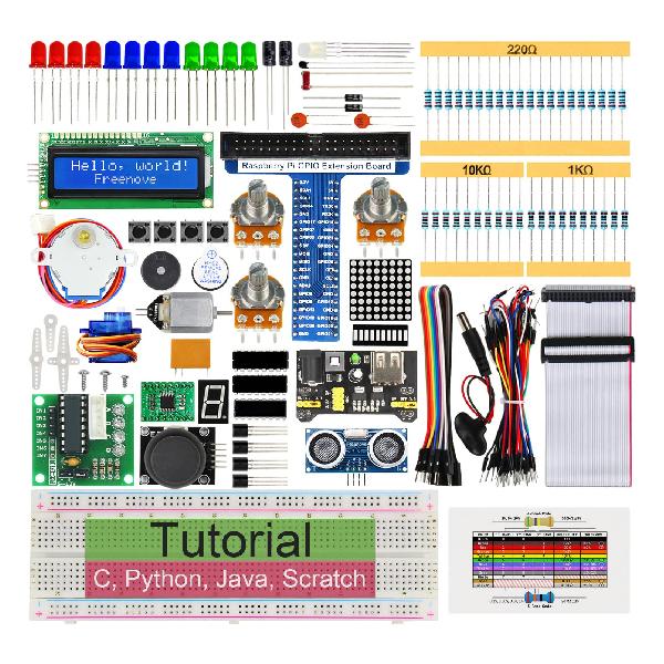 Freenove Raspberry Pi 4 B 3 B+ 400 用超音波スターター キット 484 ページの詳細なチュートリアル Python C Java スクラッチ コード 171 アイテム 88 プロジェクト