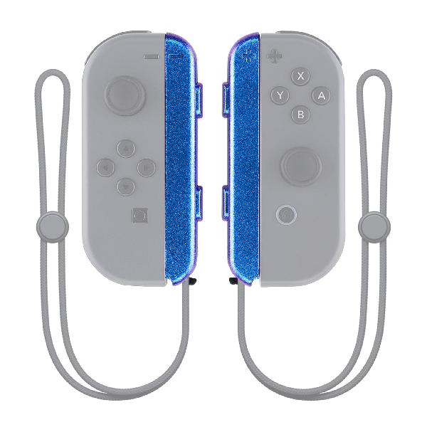 eXtremeRate Nintendo Switchジョイコンストラップに対応用ソフトタッチ交換ケース 金具のレールは含まれていません。 Nintendo Switchに対応用カスタムジョイコンストラップハウジングボタン 2パック【パープルブルーカメレ