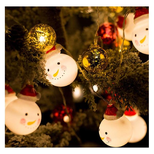 クリスマス 雪だるま 装飾 ライト 電飾 LEDイルミネーションライト クリスマスツリー 庭 3米20ライト 6米40ライト ボール状 飾りつけ ディズプレイ インテリア 小物 防水 屋外使用可能 照明 装飾ledライト (6米40ライト)