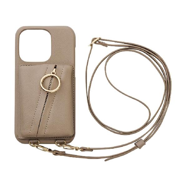 UNiCASE iPhone14 Pro ケース MAELYS LOUNA Clutch Ring Case (beige) スマホショルダーケース リング付きポーチ