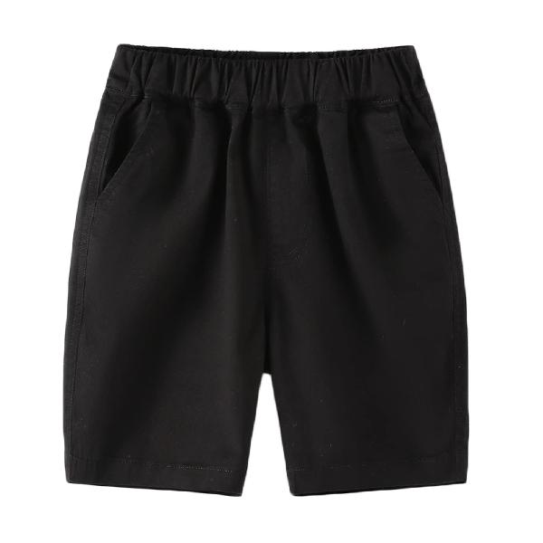 Enfants Cheris 子供服 男の子 ハーフパンツ 半ズボン 五分丈 ボーイズ 短パン ショートパンツ 綿 薄手 夏服 カジュアル 無地 キッズ ジュニア 学校 ストレッチ ウェストゴム 黒 170
