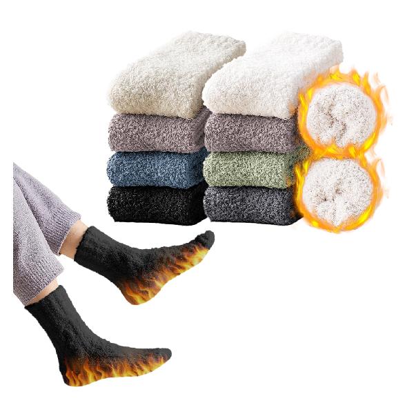 [TOWOOZ] もこもこ靴下 メンズ 冬 厚手 コーラルフリース 上質な ふんわり 極暖38℃恒温極暖-30℃防寒 耐久性 伸縮性 室内 就寝 アウトドア 登山 キャンプ 人気ギフ 男女兼用 4足セット-ブラック 