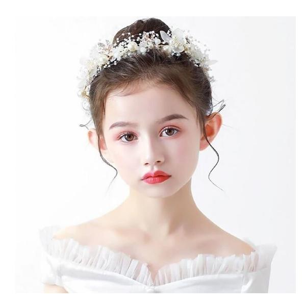 YFFSFDC 髪飾り カチューシャ フラワー ヘアバンド ヘッドドレス 女の子 花嫁 花冠 パール ウェディング パーティー 発表会 入学式 卒業式 ホワイト