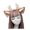 Kuroobaa トナカイ カチューシャ 鹿みみ もふもふ耳 クリスマス コスプレ 仮装 コスチューム用小物 フリーサイズ (ベージュ)