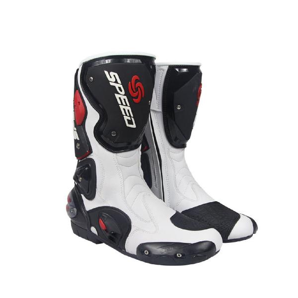 レーシングブーツ バイク用ブーツ メンズオートバイ靴 プロテクトスポーツブーツ バイク用靴 ライディングシューズ （26-26.5cm）42サイズ ホワイト