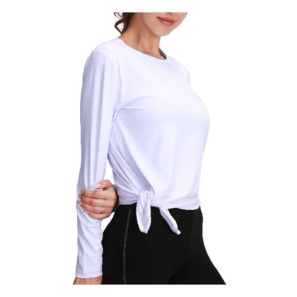 Sillictor スポーツシャツ ヨガウェア レディース 長袖 Tシャツ トレーニングウェア トップス ストレッチ 【冷感速乾&通気防臭】 ycX20wh-L