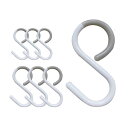 JUSTBOKU S字フック 落ちない 錆びない sじフック 脱落防止 Sの字フック Sカン フック Sフック お風呂 キッチン 固定 6cm+9cm (ホワイ...