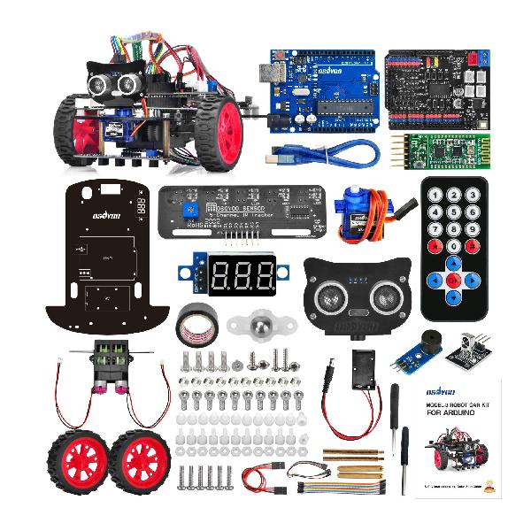 OSOYOO Arduino用 アルドゥイーノ UNO モデル3 ロボットカー DIY スターター キット プログラミング を 構築 するための リモート 制御 アプリ 教育 用 電動 ロボティクス コーディング 方法 …