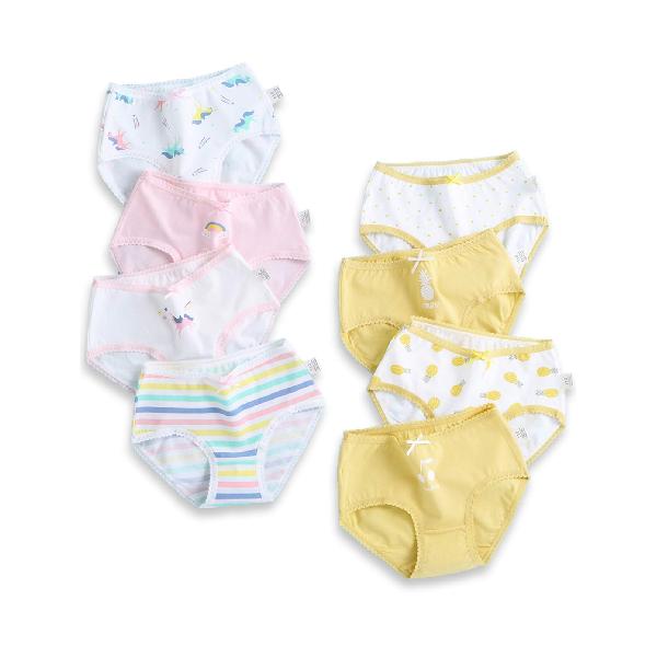 Hapipana 女の子 ブリーフ パンツ 8点セット 女児 キッズ ショーツ 下着 綿 レース 通気 ショーツ 子供服 短パン ガールズ ジュニア 幼児 小学生 ユニコーン ライクラ (水玉?パイナップル?チェリー?ユニコーン?虹 160)