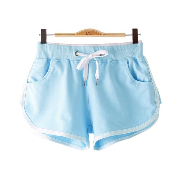 KOUTEI レディース ショートパンツ 綿 短パン スポーツ 夏 フィットネスゴム ポケット 柔らかい 通気性 伸縮性 吸汗 速乾 ヨガ ランニング (ブルー XL)
