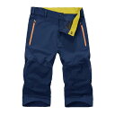 KEFITEVD アウトドア サイクルパンツ カジュアル メンズ 登山パンツ 7分丈 ハーフパンツ トレッキング 速乾 撥水 釣り用 半ズボン ブルー JP L(4)