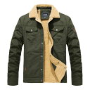 KEFITEVD ドカジャン 防寒着 作業用 メンズ ブルゾン カジュアル ジャンパー ライダースシャケット 厚手 od グリーン 2XL