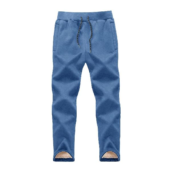 [KEFITEVD] 防寒パンツ スウェットパンツ メンズ ジョガーパンツ 裏ボア ズボン 冬用 トレーニングパンツ ジャージ ブルー JP 3XL