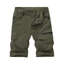 KEFITEVD ショートパンツ メンズ 速乾 アウトドア ハーフパンツ トレッキング カーゴパンツ 撥水 ミリタリーパンツ 5分丈 タクティカルパンツ グリーン M(4)