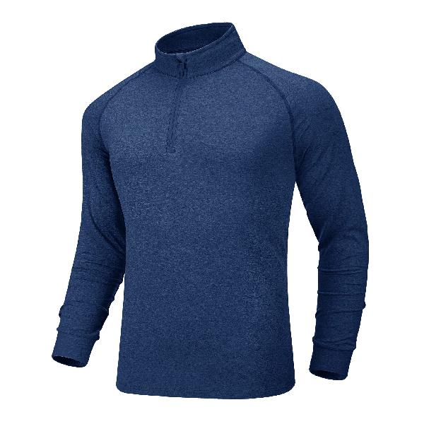 KEFITEVD トレーナー 長袖 スポーツシャツ ハーフジップアップ ランニングシャツ メンズ フィットネス tシャツ アクティブ トレーニングtシャツ ダークブルー 2XL