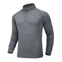 KEFITEVD tシャツ メンズ 1/3ジップ 長袖プルオーバー ランニング スポーツウェア ジム ジョギング シャツ 薄手tシャツ スウェットシャツ 灰 ダークグレー 2XL