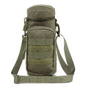 TRIWONDER MOLLE ウォーターボトルバッグ ペットボトル ホルダー ケトルバッグ ボトルカバー ミリタリー タクティカル 水筒ポーチ ナイロンボトルケース アウトドア 自転車 登山 ハンディポーチ (グリーン - ショルダーベルト付き)