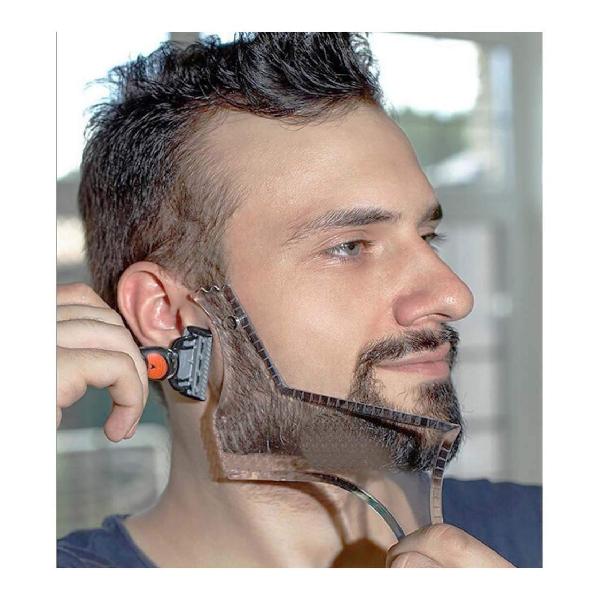 ひげシェーパーテンプレート整形ツールLucbuyあごひげのための透明なスタイリングくしステンシルサイドバーン顔の毛のトリミンググルーミングガイド用男性顎の頬のネックライン対称曲線