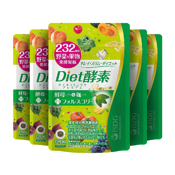 楽天mons Online ShopISDG diet酵素 232種類野菜＆果物発酵凝縮。植物酵素 乳酸菌発酵 燃焼成分配合 120粒/袋*5個セット