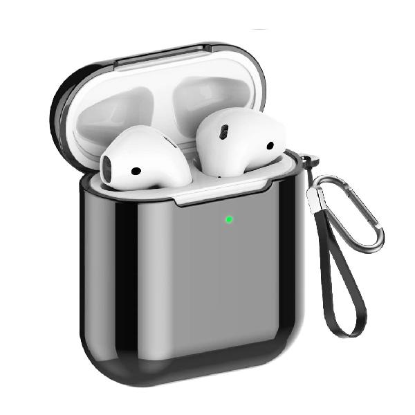 AirPodsP[X airpodsJo[ GA[|bY یP[XyOLEDzbLTPUf Xgbv+Jrit EȒP ϏՌ ho AirPods1/2ɑΉ (ubN)