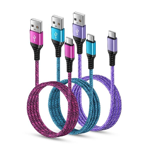 USB Type C ケーブル 【1.8m 3本*3色】 3A急速充電 QC3.0対応 タイプc充電ケーブル 高耐久 ナイロン USB A to USB C ケーブル タイプc 充電ケーブル Xperia 10II XZ XZ2 XZ3 Galaxy A