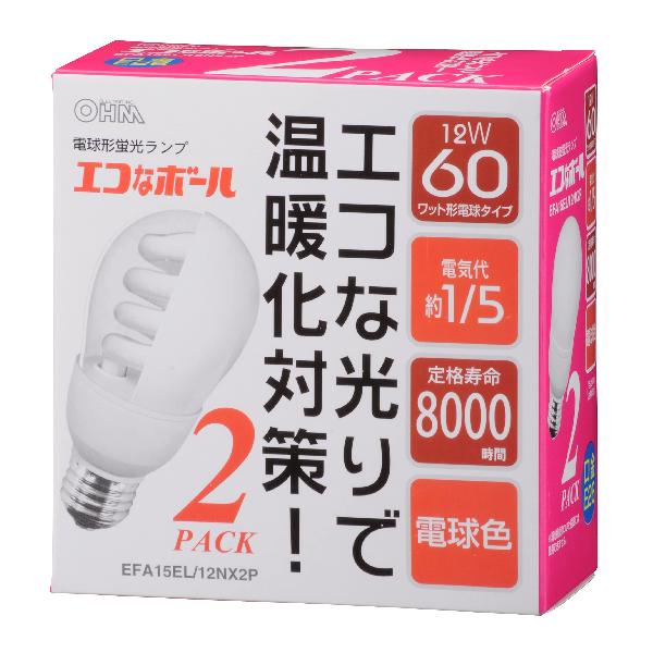 エコナボール60W形口金E26電球色2個入り EFA15EL/12NX2P EFA15EL/12NX2P