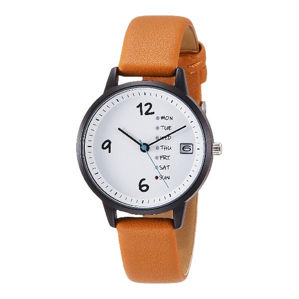 [フィールドワーク] 腕時計 アナログ フィルモン 曜日 日付付き 革ベルト 白 文字盤 GY028-3 レディース ブラウン