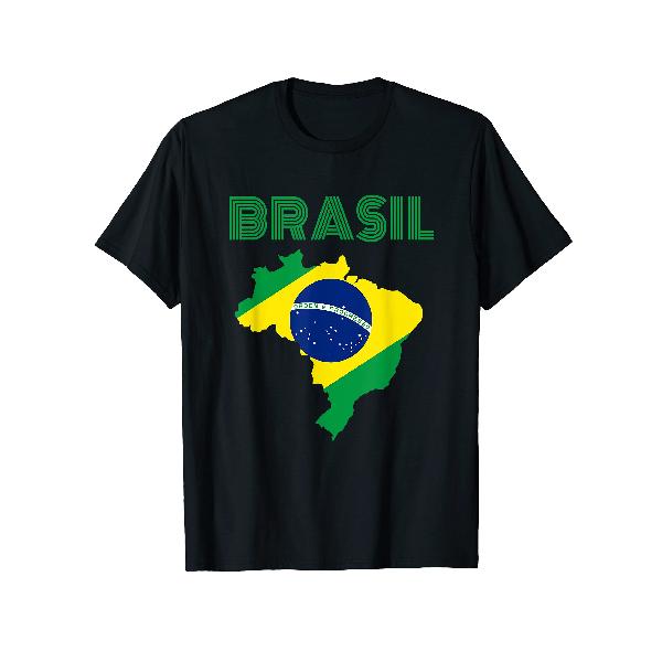 ブラジルの地図ブラジルの国旗 Tシャツ