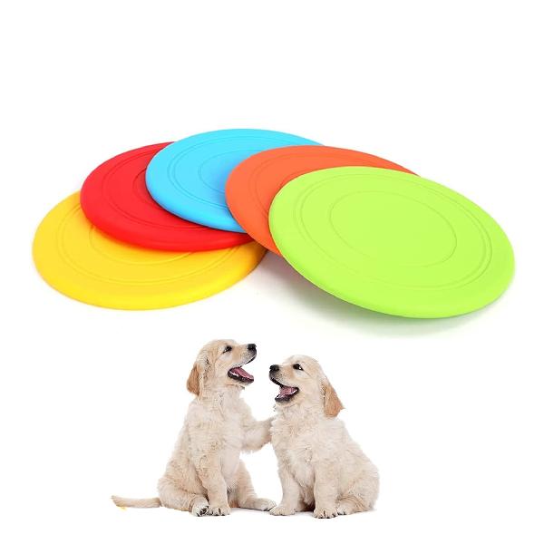 YFFSFDC犬用フリスビー 投げるおもちゃ フリスビー やわらかいシリコン 耐噛み性 ストレス解消運動トレーニング 犬用ディス ペットおもちゃ 5個セット直径18cm